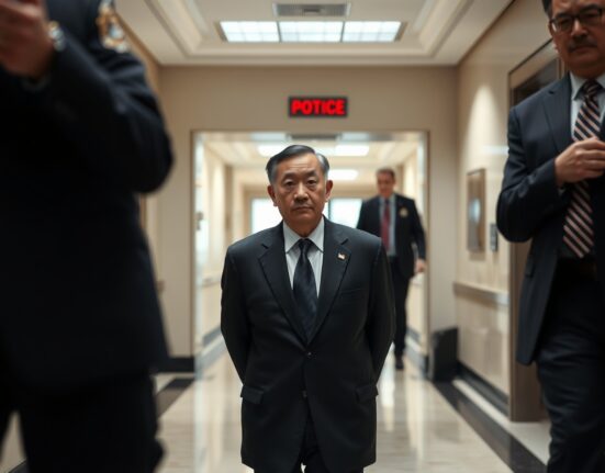 Guo Wengui being led by federal agents outside a US courthouse after sentencing