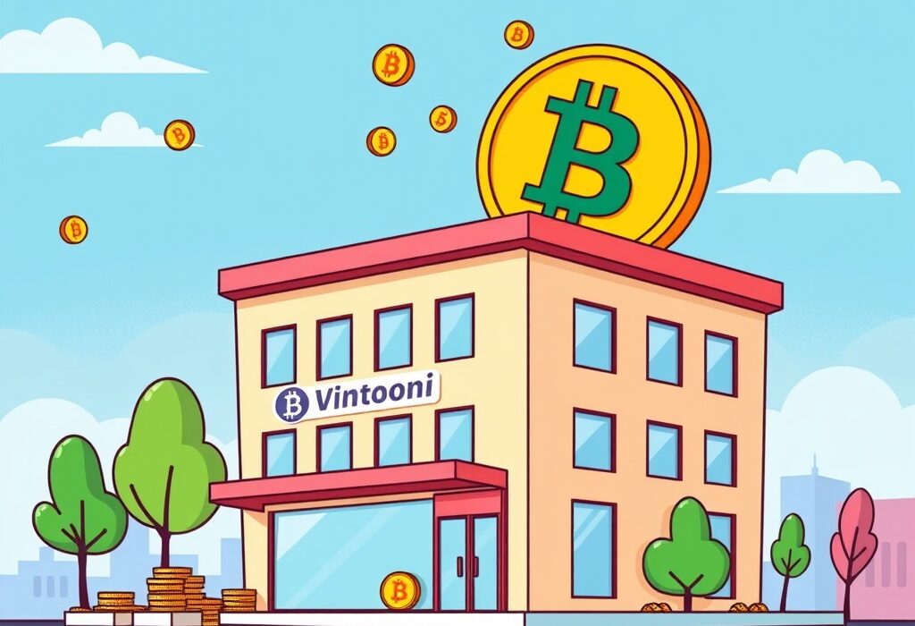 A cartoon illustration showing H100 Bitcoin holdings increasing, symbolizing the company's significant investment in Bitcoin and strategic corporate Bitcoin adoption.