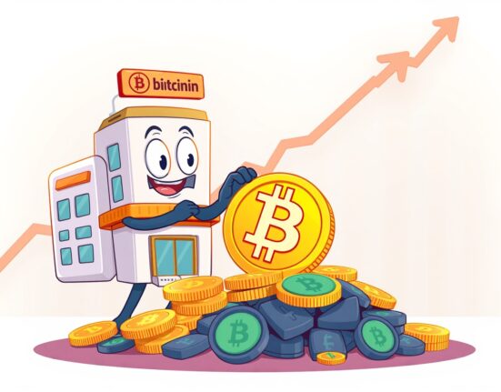 Cartoon illustration showing a company representative adding to a pile of Bitcoin, symbolizing H100's strategic H100 Bitcoin purchase.