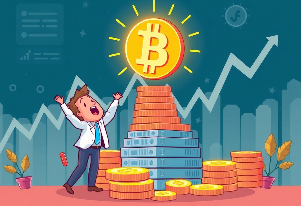 A cartoon illustration symbolizing H100 Group's growing Bitcoin reserves, highlighting their strategic H100 Group Bitcoin acquisition.