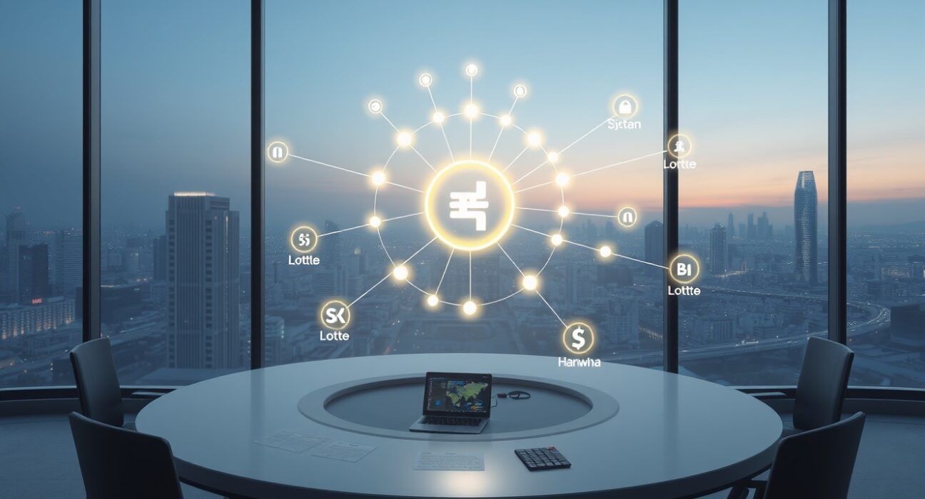 Hana Financial Group's won stablecoin digital payment network connecting major Korean corporations.