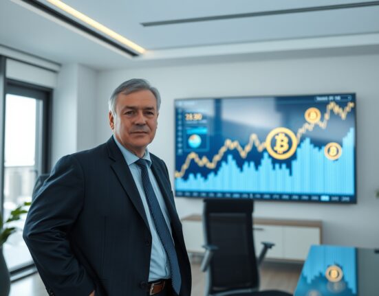 Hashdex CIO Samir Kerbage in a modern office with digital financial charts