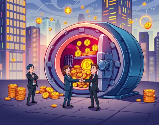 HashKey Capital crypto fund illustrated as a vibrant vault securing digital assets for blockchain growth.