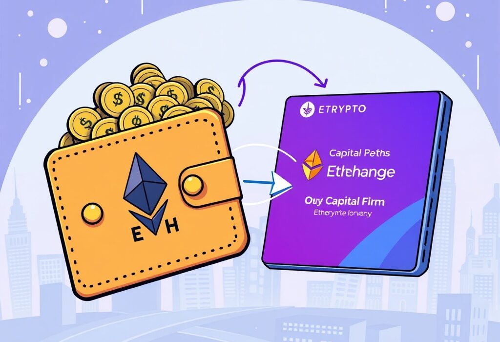 Cartoon illustration showing a significant HashKey Capital ETH sale, depicting a large transfer of value on a digital exchange.