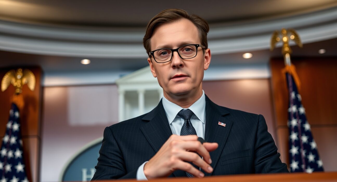 White House adviser Kevin Hassett discussing Federal Reserve interest rate policy with serious expression