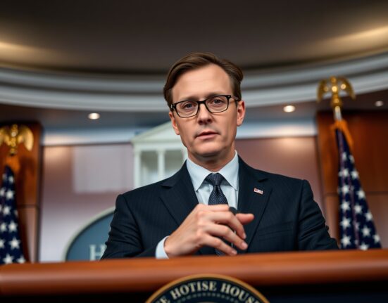 White House adviser Kevin Hassett discussing Federal Reserve interest rate policy with serious expression