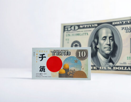 Japanese Yen and US Dollar banknotes side by side, symbolizing the USD/JPY currency pair.