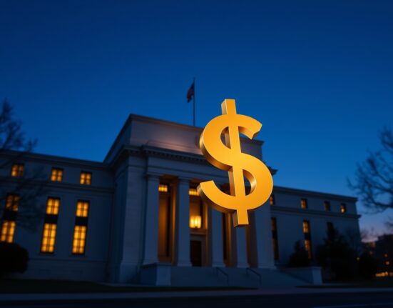 Federal Reserve building with US Dollar symbol representing hawkish monetary policy support for the currency.