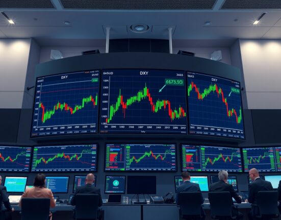 Forex trading screens showing hawkish Fed tone lifts USD against major currencies as markets await BoE and ECB decisions