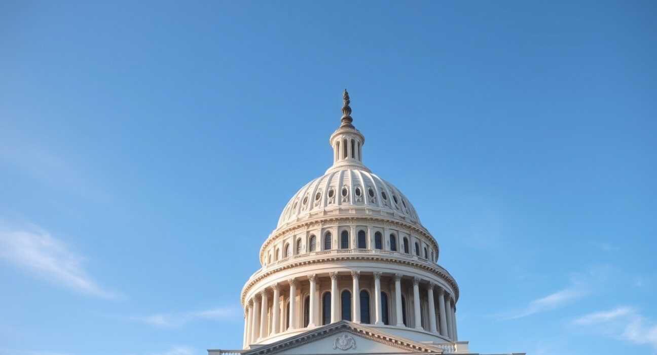 U.S. Capitol Building dome under a clear sky, representing crypto legislation in Congress.