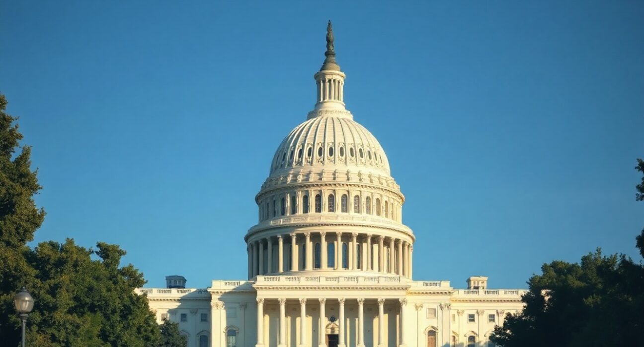 U.S. Capitol Building under a clear sky, representing legislative action on crypto regulation.