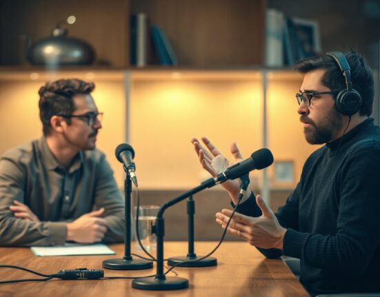 Arthur Hayes and Illia Polosukhin discuss crypto market fundamentals in a podcast studio.