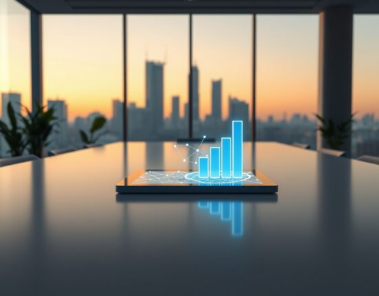 Strategic Web3 investment meeting visualizing blockchain network growth and financial data integration.