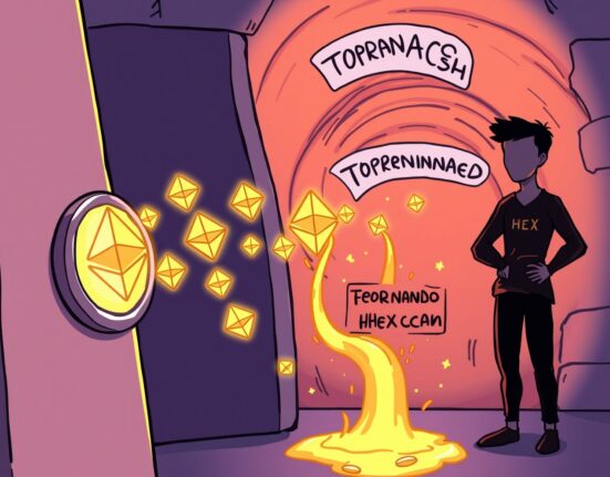 Cartoon showing a controversial HEX founder ETH transfer to Tornado Cash, highlighting a significant crypto movement.