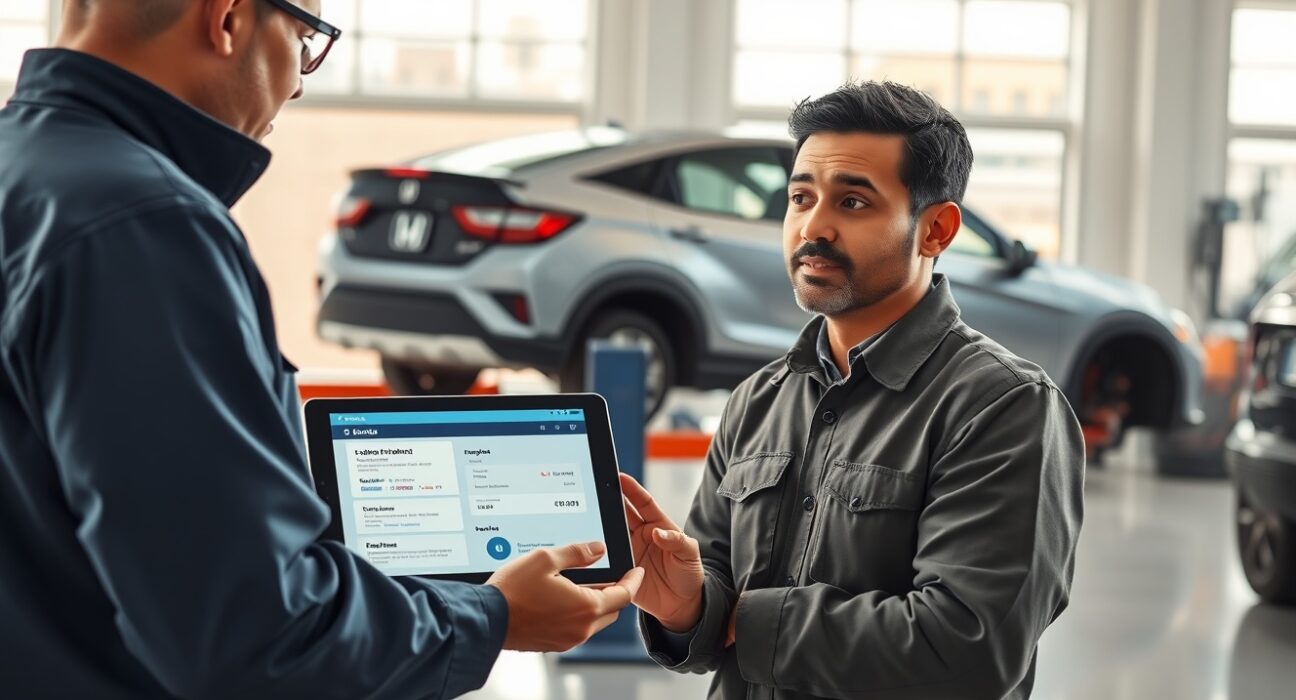 Honda service center in Bolivia demonstrating Polygon blockchain payment system for vehicle maintenance