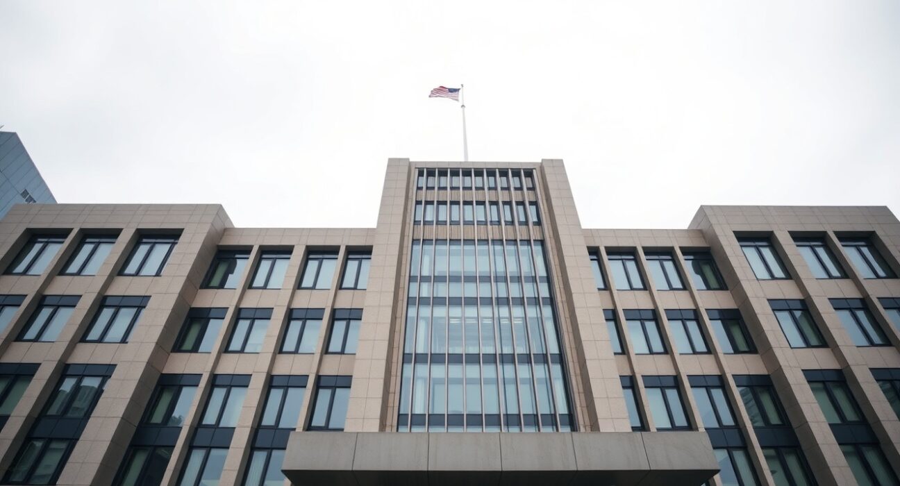 Hong Kong Legislative Council building exterior under overcast sky, representing new crypto tax regulation