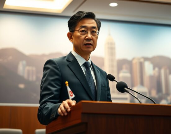 Hong Kong Financial Secretary Paul Chan speaking at a press conference about crypto regulation