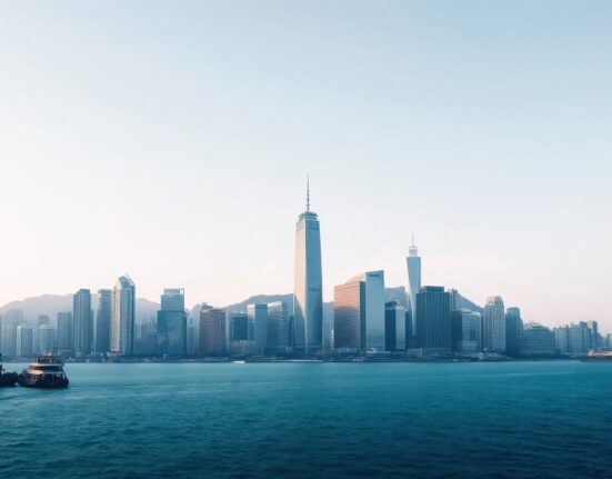 Hong Kong skyline viewed from Victoria Harbour on a clear day