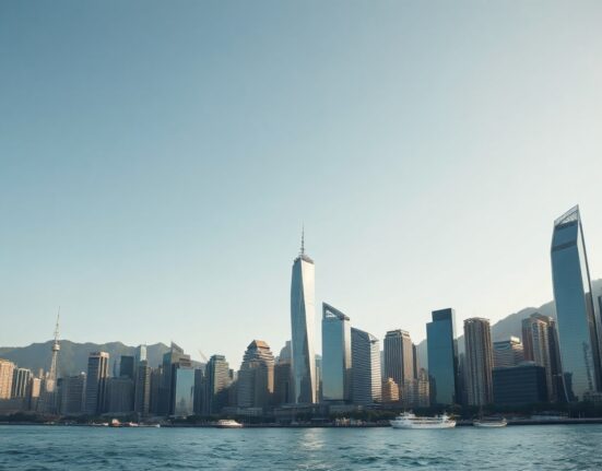 Hong Kong skyline from Victoria Harbour, symbolizing economic activity