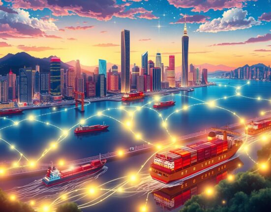 Blockchain trade finance platform connecting Hong Kong and Shanghai cargo data systems digitally.