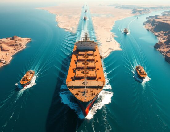 Strategic Strait of Hormuz chokepoint where a blockade could trigger oil price inflation.