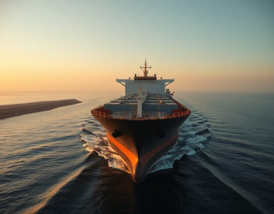 Oil tanker navigates the Strait of Hormuz as geopolitical tensions rise, impacting global markets.
