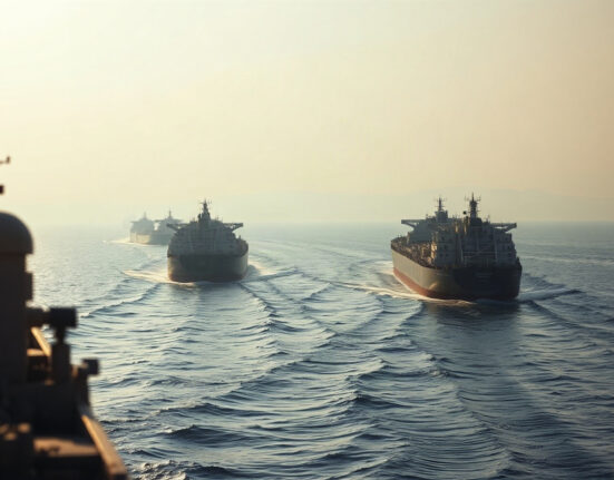 Oil tankers navigating the Strait of Hormuz amid a 400% surge in traffic