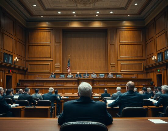 Interior of a US congressional hearing room with lawmakers seated at a dais during a committee session.