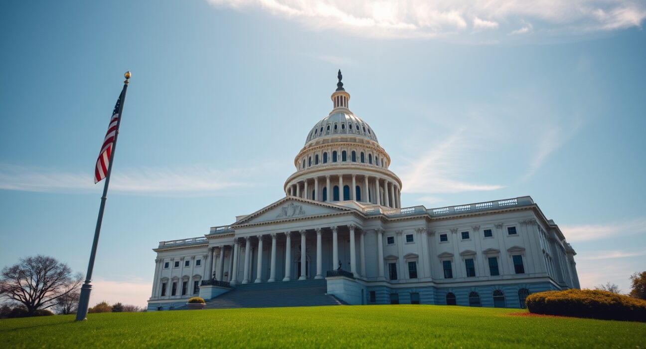United States Capitol Building under a clear blue sky, representing legislative action on the CLARITY Act.