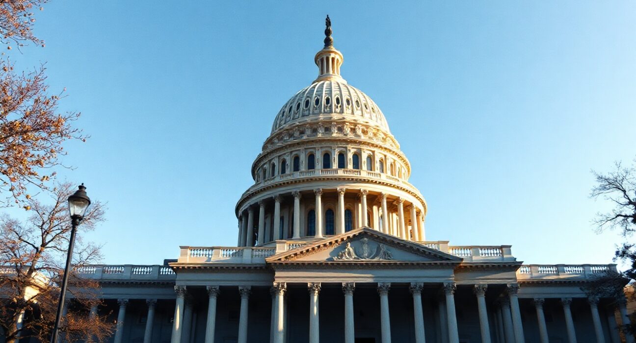 U.S. Capitol building under a clear sky, representing Congress and legislative action on prediction markets.