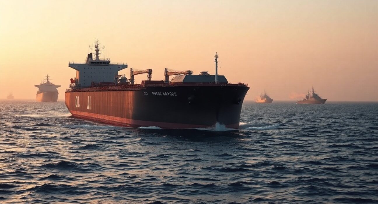 Saudi oil tanker sailing in the Red Sea near the Gulf of Aden