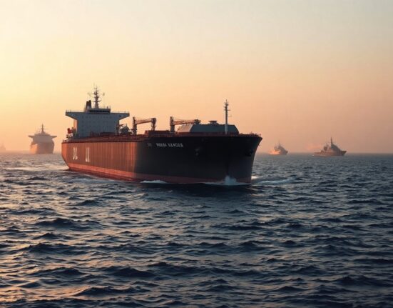 Saudi oil tanker sailing in the Red Sea near the Gulf of Aden