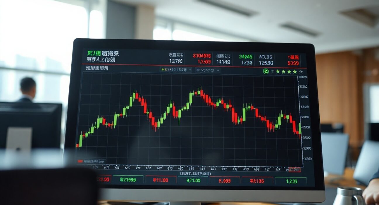 Foreign exchange trading screen showing yen and dollar charts