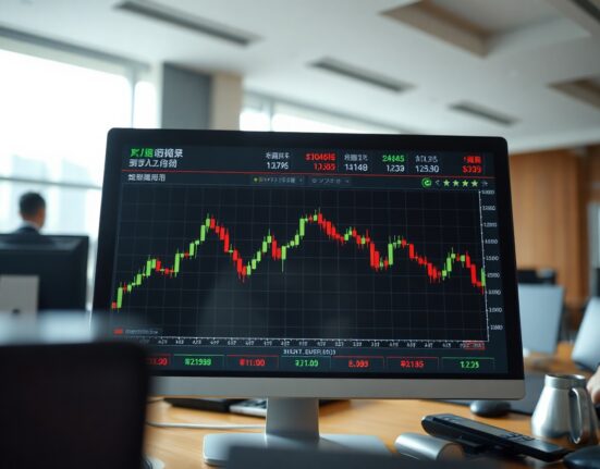 Foreign exchange trading screen showing yen and dollar charts