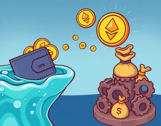 Cartoon illustration of the HTX Recovery Hot Wallet executing a large ETH unstaking and deposit, symbolizing a crucial move in DeFi.