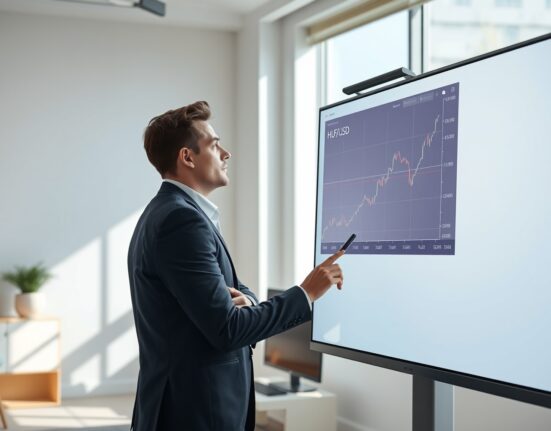 Financial analyst reviewing HUF/USD exchange rate chart for BCA Research currency forecast.