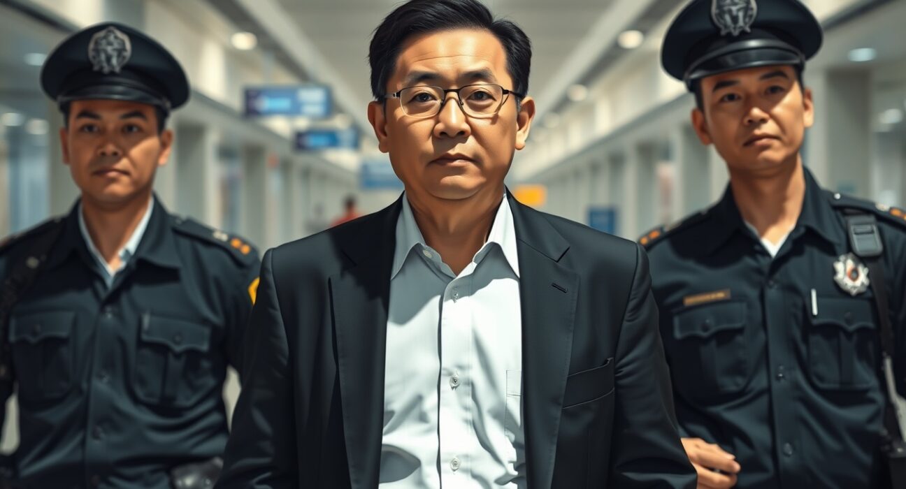 Huione Group chairman Li Xiong extradition process at international airport