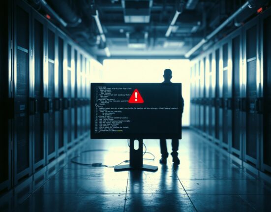Server room monitor showing security breach alert during Humanity Protocol exploit