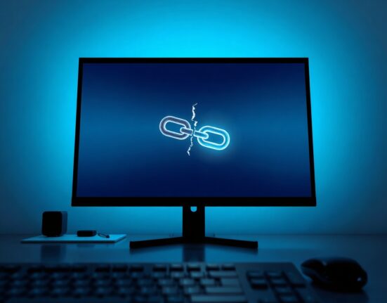 Digital display showing a broken chain link replaced by a new glowing link, representing Humanity's token recovery after a hack.