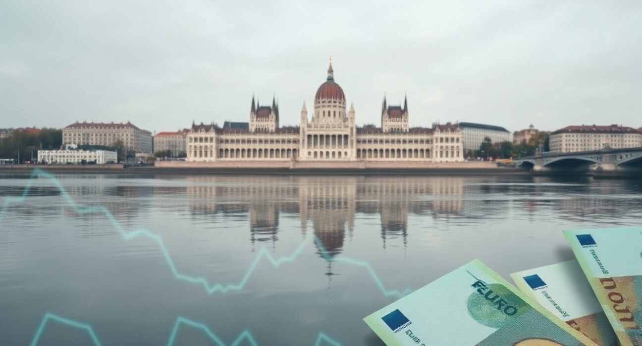 Hungarian Parliament building reflected in the Danube River in Budapest, representing the stable forint exchange rate.