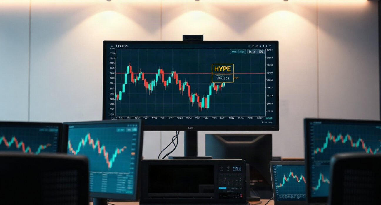 Cryptocurrency price chart showing a downward trend for HYPE token on a trading screen
