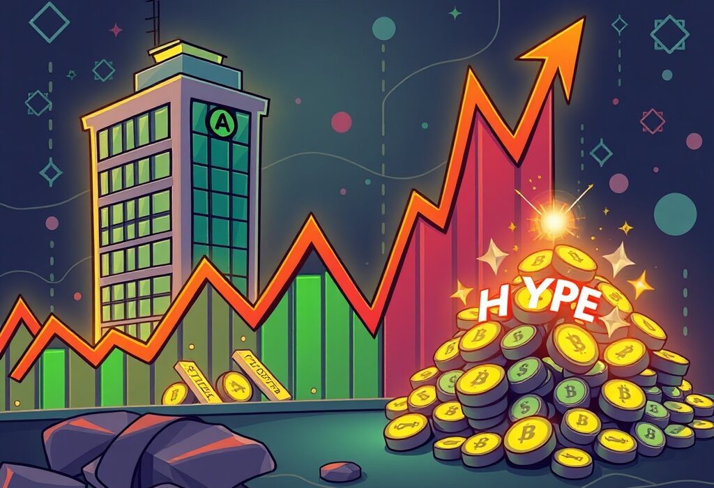 A cartoon illustration depicting the strategic accumulation of HYPE token leading to substantial unrealized gains for a market maker.