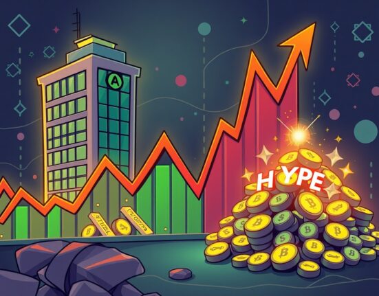 A cartoon illustration depicting the strategic accumulation of HYPE token leading to substantial unrealized gains for a market maker.