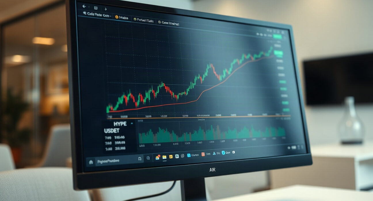 Cryptocurrency trading chart showing HYPE token price surge to record high on Bybit