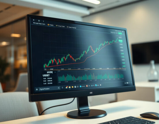 Cryptocurrency trading chart showing HYPE token price surge to record high on Bybit
