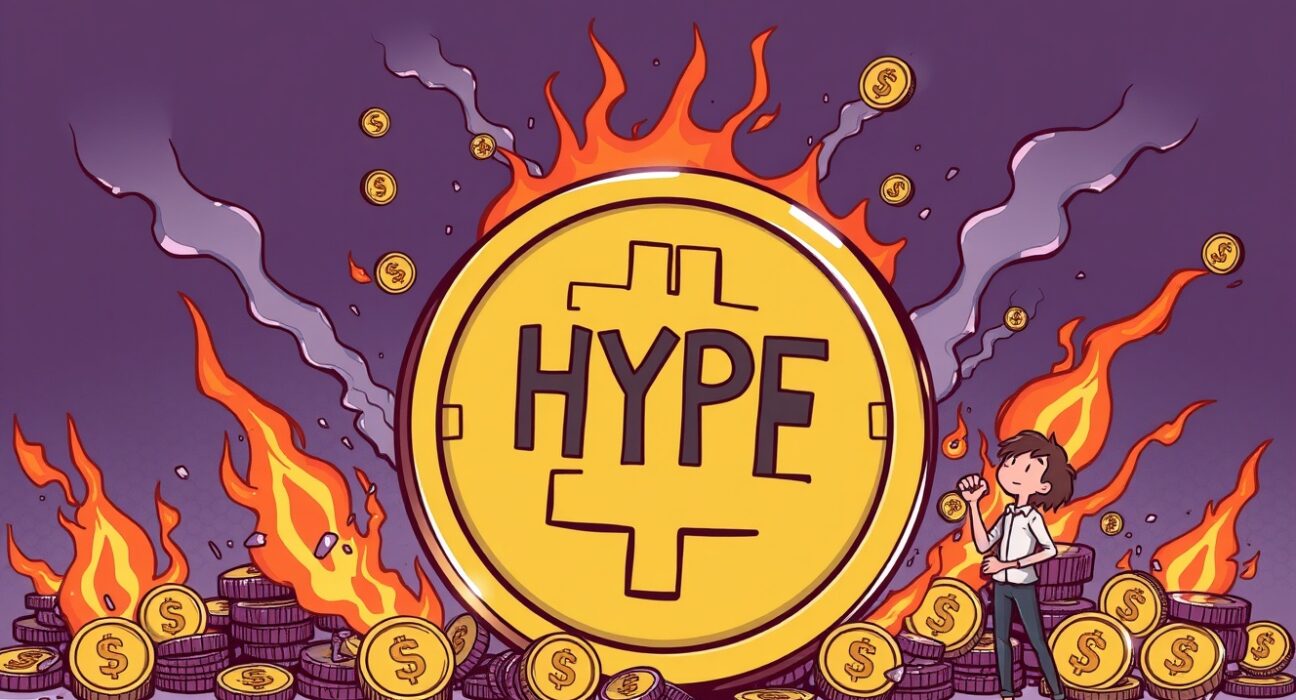 Cartoon illustrating a significant HYPE token supply reduction, symbolizing a bold step towards future value.