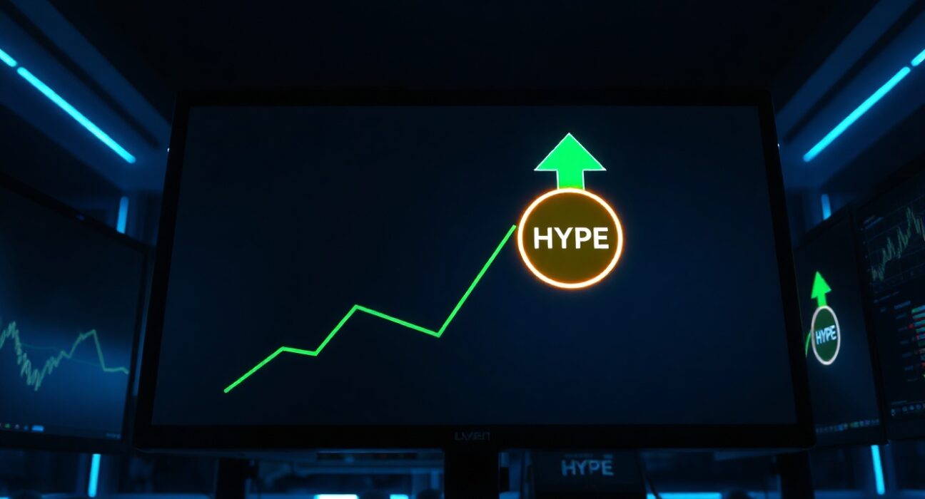 Digital wallet interface showing HYPE token accumulation with rising graph in background