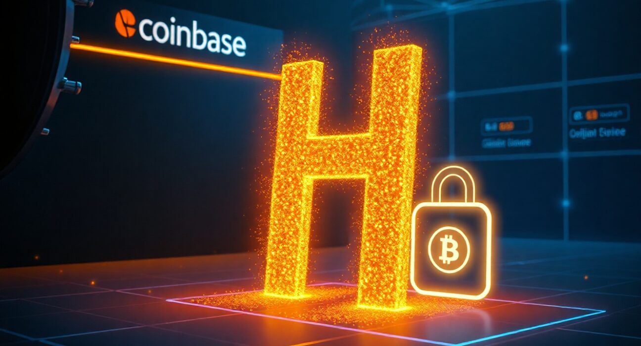 Digital representation of a large HYPE cryptocurrency withdrawal from a Coinbase vault to a private wallet.
