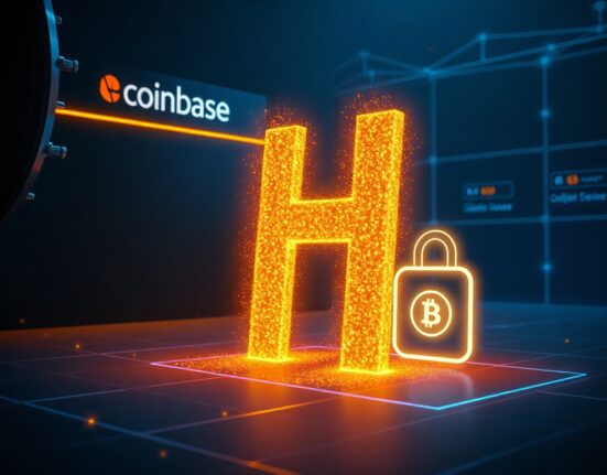 Digital representation of a large HYPE cryptocurrency withdrawal from a Coinbase vault to a private wallet.
