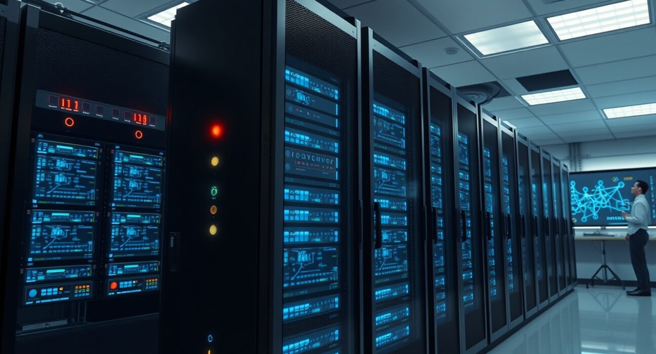 HyperEVM system maintenance in a server control room during a technical outage event.